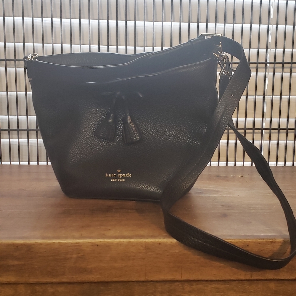 Black Kate Spade bucket bag